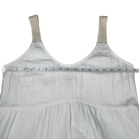 UpWest Plisse White Crochet Lace Detail Soft 100% Organic Cotton Maxi Dress M - Picture 13 of 16